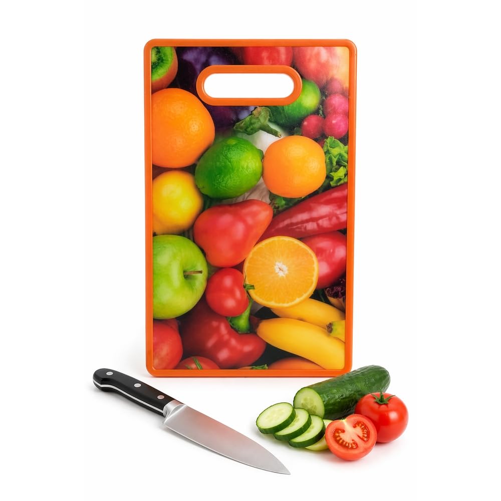 Rectangular Cutting Board Vegetables Design Decorative Food Preparation Board - Orange - A1-481