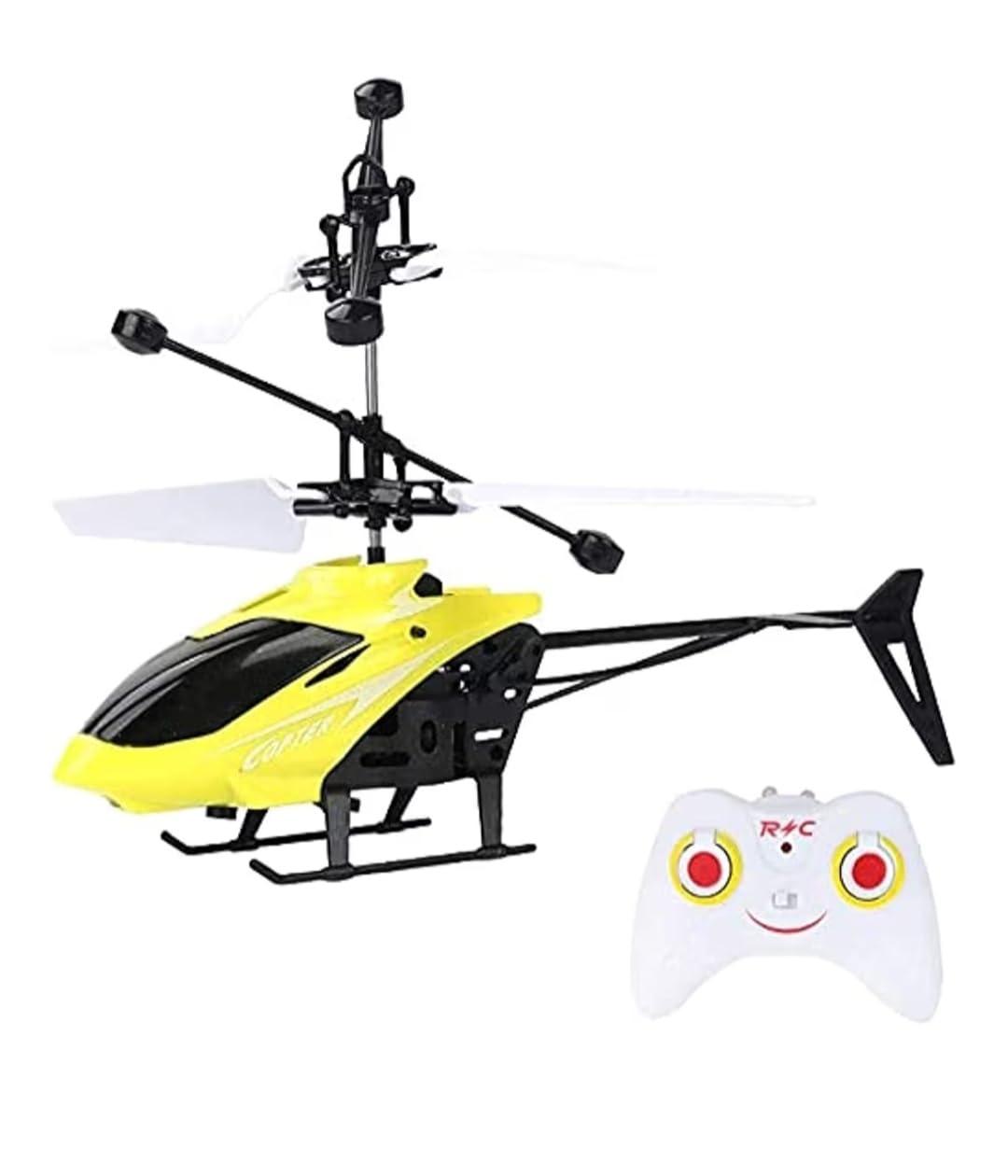 Helicopter Toy Remote Control Flying Induction Hover And Remote Control Rechargeable Infrared Induction Drone Mini Led Flashing Light (Helicopter Yellow)