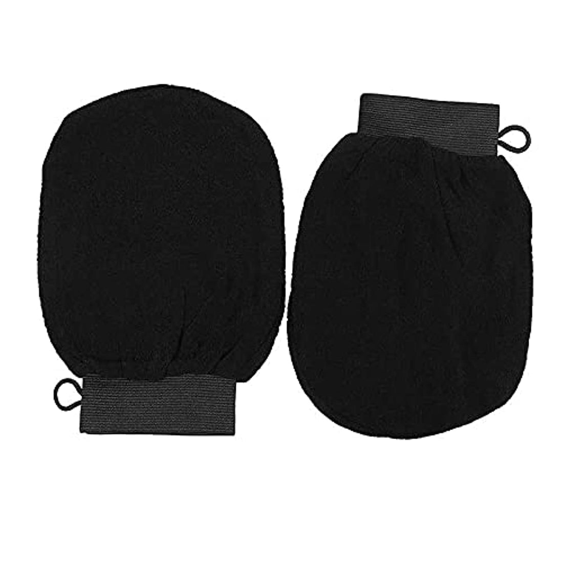 2 Pcs Exfoliating Gloves, Dead Skin Remover with Tough Hook and Elastic Band, Korean Exfoliating Mitt Deeply Remove Dirt and Cellulite, SPA Exfoliating Body Scrubber Fit for Men and Women Black