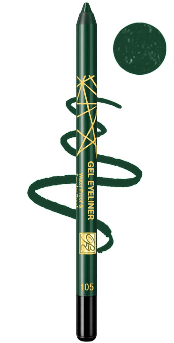Rose Bery - Gel Eyeliner, Waterproof & Smudge Proof, Ultra Long Wear & Smooth Glide Formula, 1.2 GM, Model - RB-0922 (Dark Green, 105)