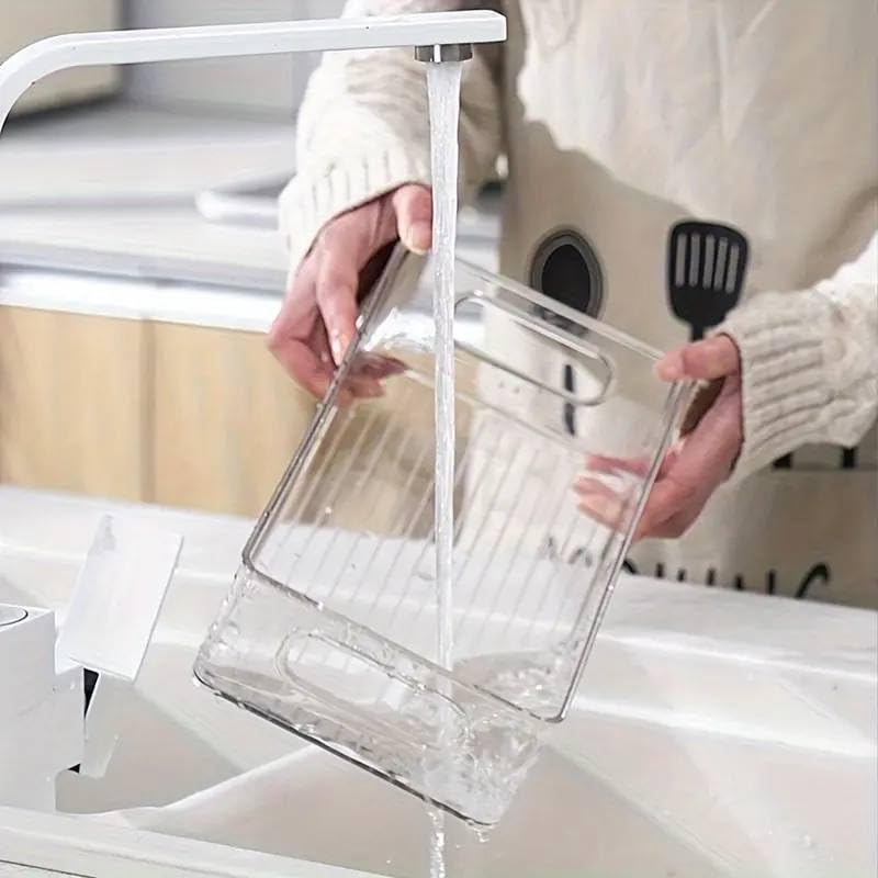 Generic Premium Acrylic Refrigerator Organizer Bin with Handle, Multi-Purpose Storage Container for Kitchen, Fruits, Vegetables, Makeup, Clear .bak