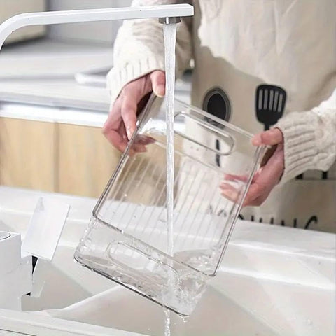 Generic Premium Acrylic Refrigerator Organizer Bin with Handle, Multi-Purpose Storage Container for Kitchen, Fruits, Vegetables, Makeup, Clear .bak