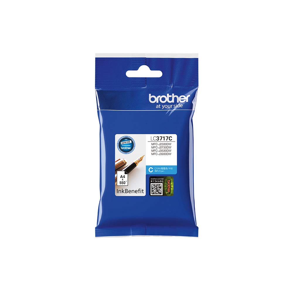 Brother Genuine LC3717C High Yield Cyan Printer Ink Cartridge