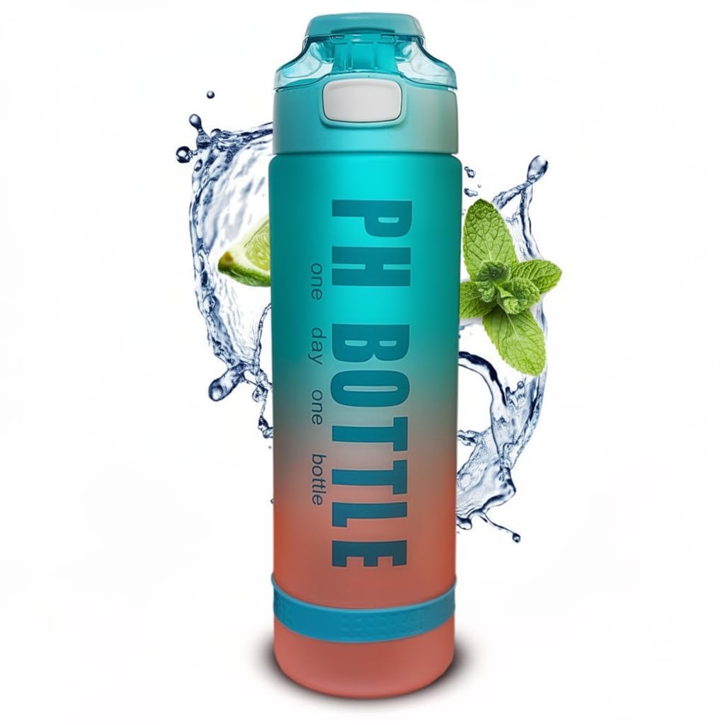Sports Water Bottle 1 Litre with Time Markers, Motivational Water Bottle, BPA Free Leakproof Portable Drinking Bottle for Gym, Bike, Camping, Travel and Outdoor Use