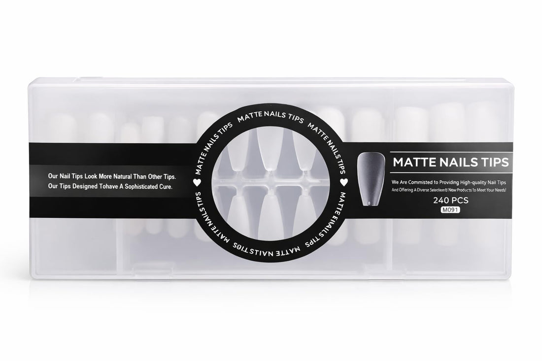 Soft Gel Nail Tips Full Cover, 240 Pcs Matte Pre-Etched Nail Tips, Frosted Inside and Outside for Better Adhesion, Lightweight False Nails for Home and Salon Use (Coffin Shape, Clear)