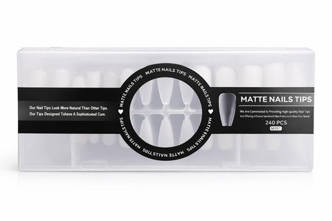 Soft Gel Nail Tips Full Cover, 240 Pcs Matte Pre-Etched Nail Tips, Frosted Inside and Outside for Better Adhesion, Lightweight False Nails for Home and Salon Use (Coffin Shape, Clear)