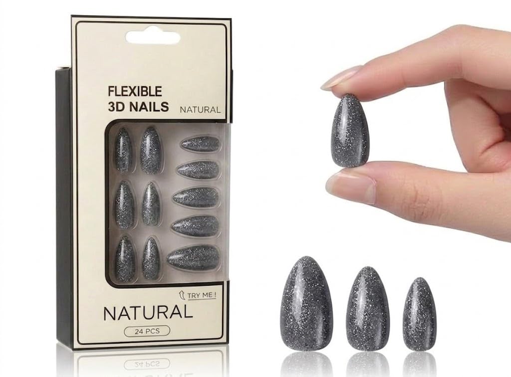 PRESS ON NAILS- 24pcs Medium -False Nails, Perfect For Parties, Comes FACE-OVAL WITH ONE SHEET DOUBLE FACE-MIRROR EFECT COLOR - (N6)