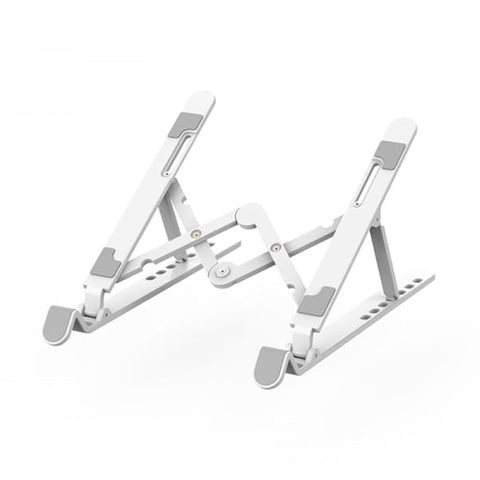 WiWU S500 Adjustable Aluminum Laptop Stand, Foldable Ergonomic Multi-Angle Riser with Cooling Ventilation, Portable Anti-Slip Support for Laptops up to 17" – White | 18 Months Warranty