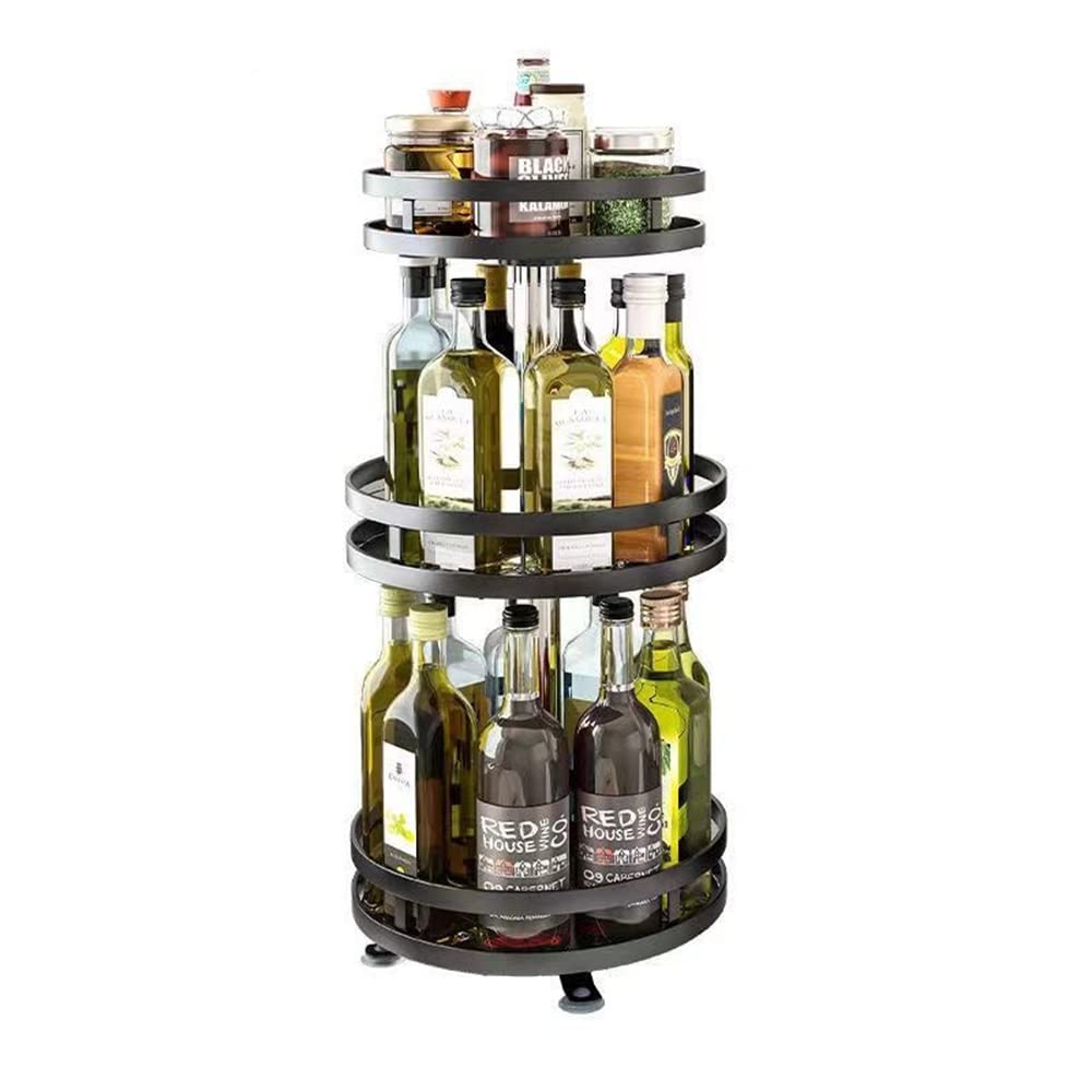 CGG Spice Rack, 3 Tier Spice Rack, Stainless Steel Countertop Spice Rack Tower, Rotating Spice Holder Shelf For Kitchen Cabinet Organizer(B-3 Tier)