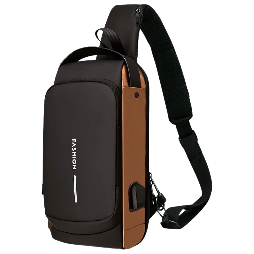 Heavy Duty Anti Theft Sling Chest Bag for Men and Women Waterproof Sling Backpack Crossbody Bag with USB Charging Port for Travel Hiking Jogging Gym Picnic and Daily Use - 1 Piece