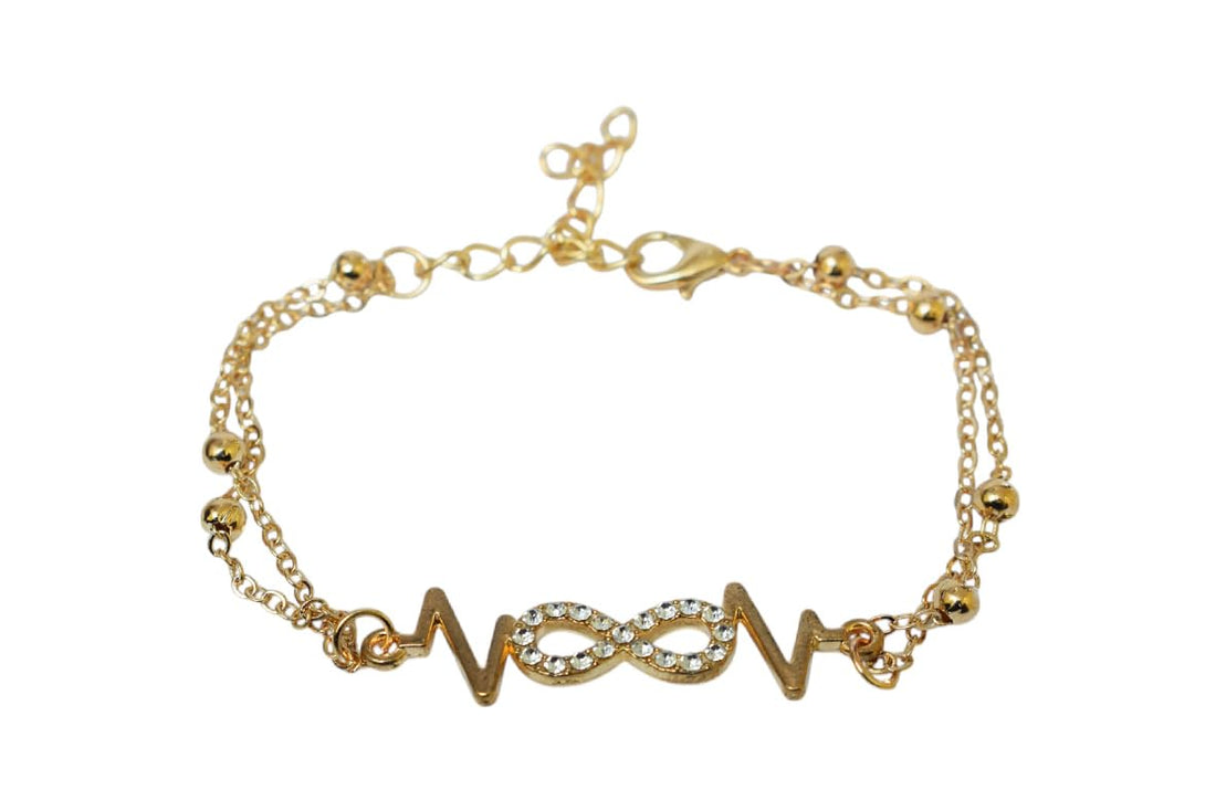 Stainless Steel Bracelet with Infinity Pendent for Women - Gold