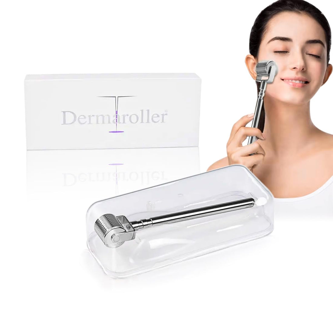 Derma Roller Microneedling Kit 540 Titanium Micro Needles Skin Rejuvenation Tool For Face & Body – Gentle Home Microneedle Therapy, Ergonomic Handle, Hygienic Storage Case, Unisex (Silver, 1.5 mm)