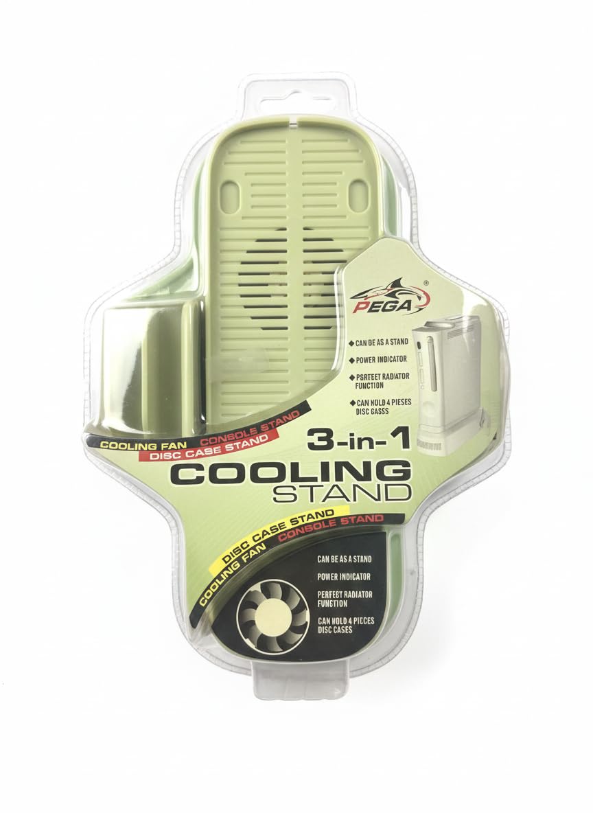 PEGA 3-in-1 Cooling Stand for Xbox/PlayStation 3/4/5 And All Gaming Consoles Stand with Cooling Fan, Disc Case Holder, Power Indicator