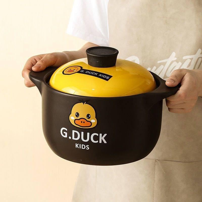 Lovely Duck Porcelain Pot with Lid, 3.5 Litres, Microwave and Oven Safe