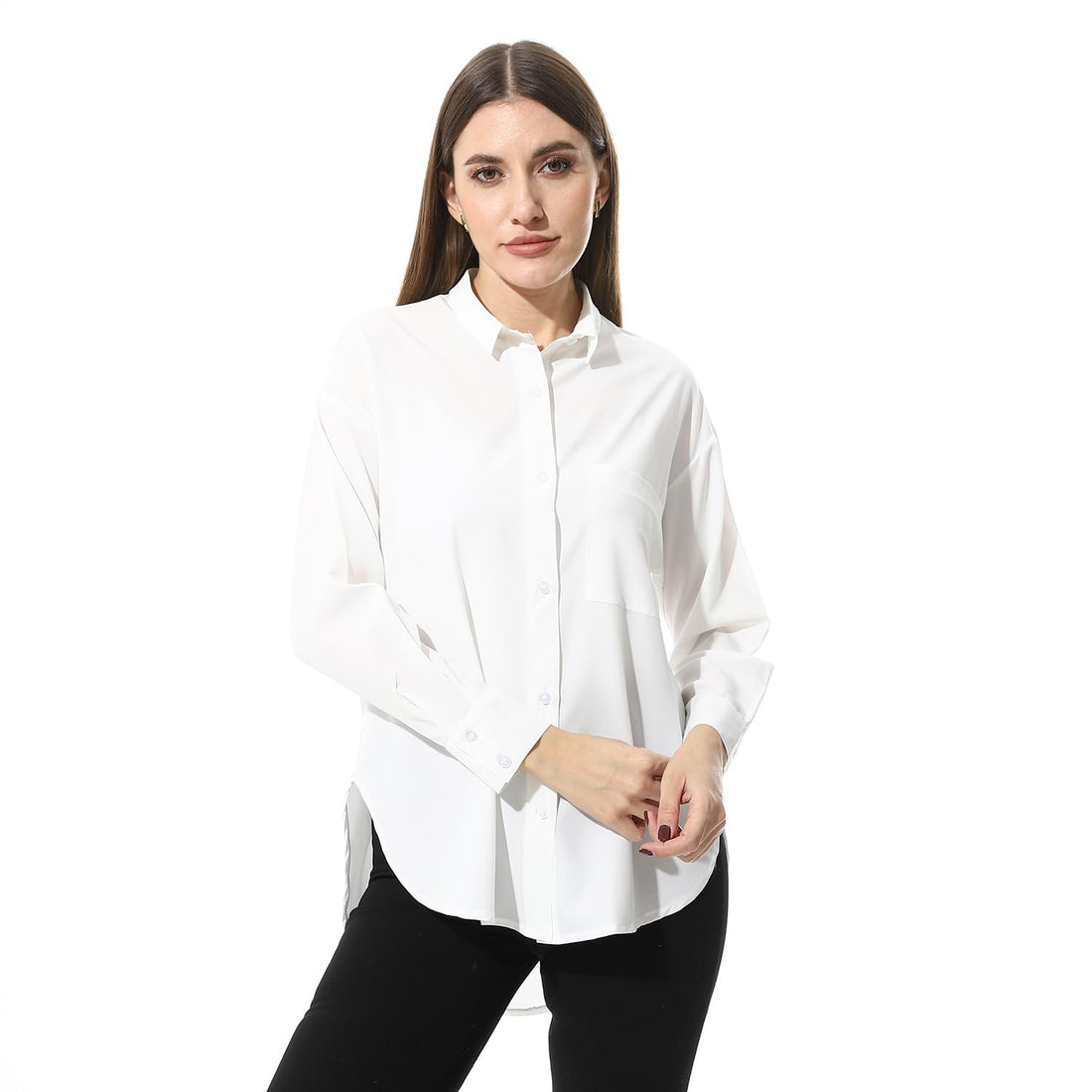 Classic Button-Down Shirt, Women's Long Sleeve, Relaxed Fit,