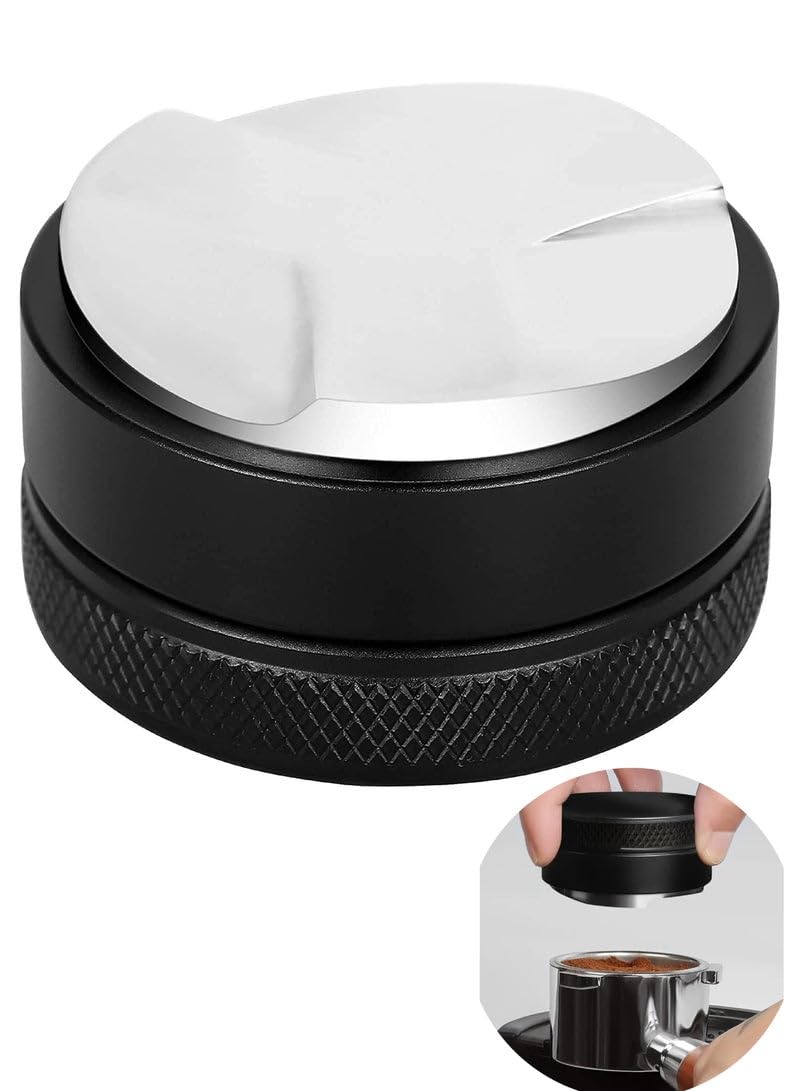 Professional Coffee Distributor – 51mm Size with Stainless Steel Base and High-Purity Aluminum Body in Elegant Black Color