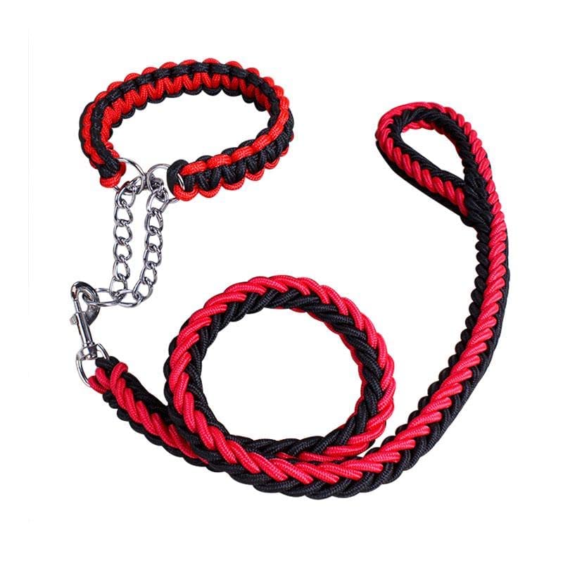 Dog Collar with Strong Nylon Pull Rope Small Size for Small Dogs (Red Black)