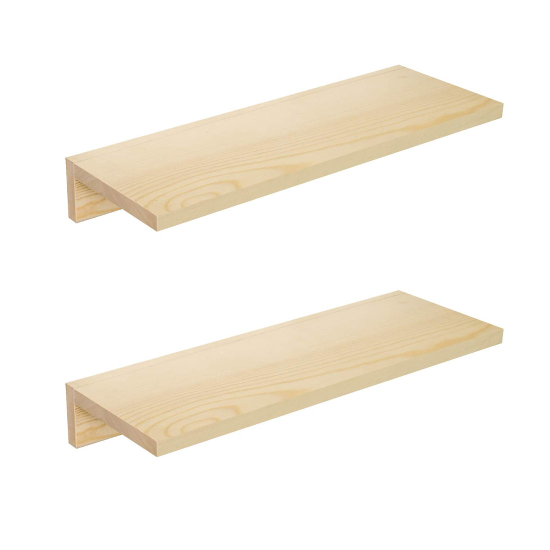 OROPY Floating Wall Shelves Set of 2, Solid Wood Storage Shelf Hanging Display Stand for Bedroom, Living Room, Kitchen, Bathroom - Natural Wood Colour, 40 x 15 cm