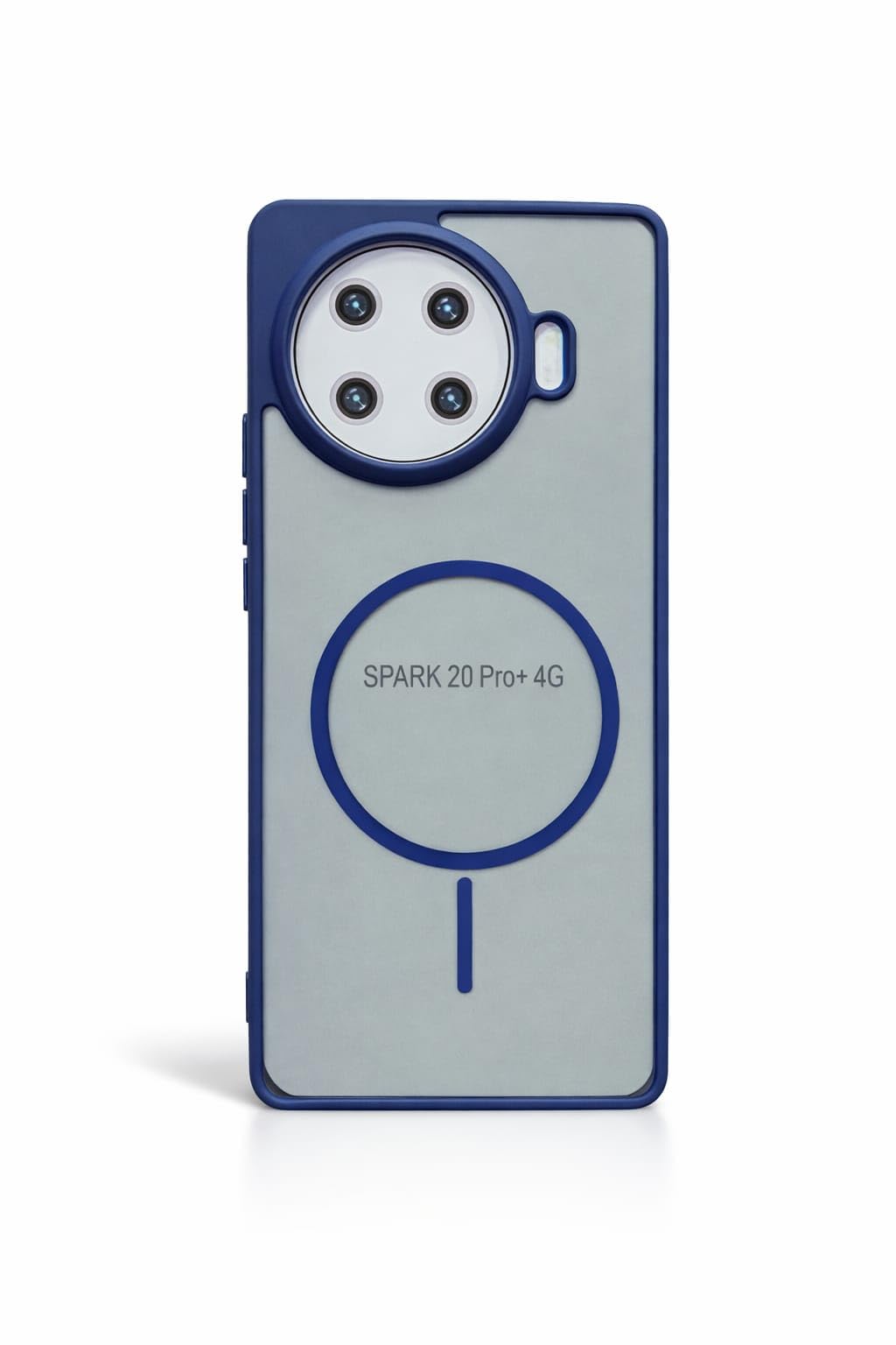 Matte Phone Case for TECNO SPARK 20 PRO PLUS with Camera Protection, Shockproof Slim Cover, Decorative Magnetic Ring (No Wireless Charging Support (Blue)