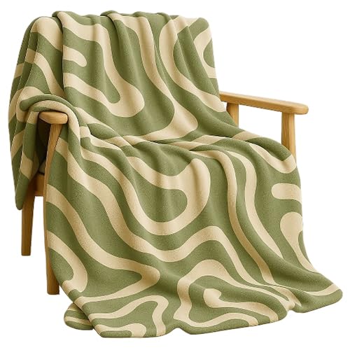 Snooze, Double face Light blanket, 130 * 180 cm, Dark green waves design