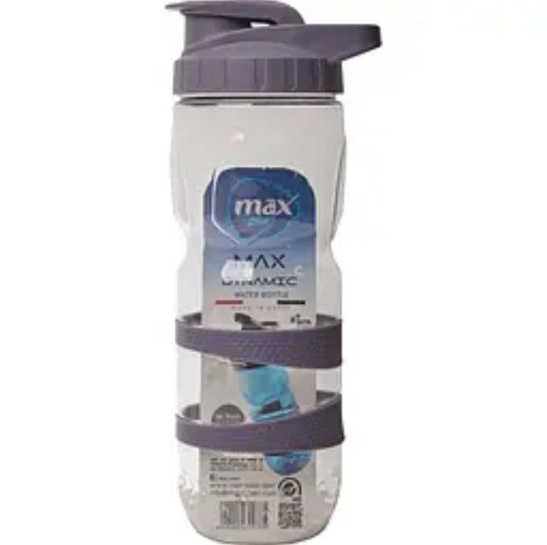 Max Dynamic Water Bottle with Flip-Top Lid, Grey and Blue