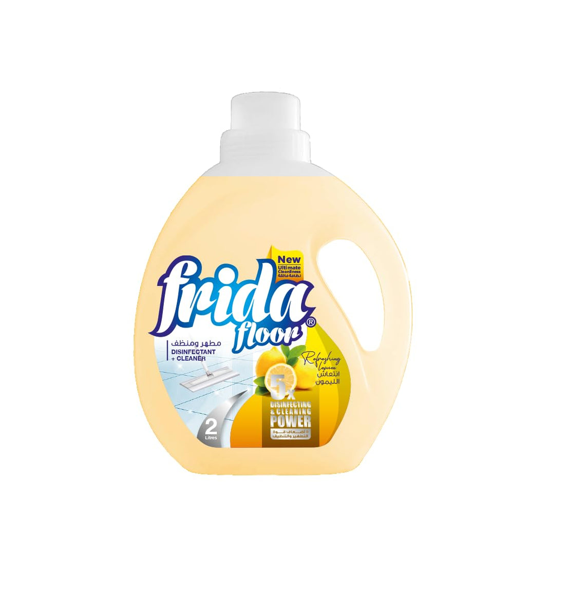 Frida Floor Disinfectant + Cleaner 5X Power, 2 Liters,Fresh Lemon
