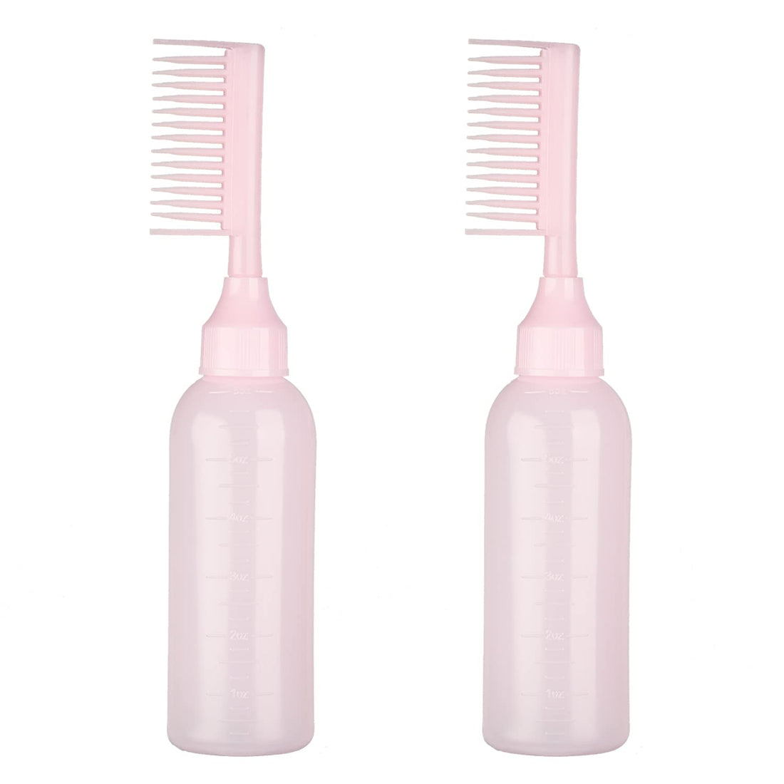 2 Pack Root Comb Applicator Bottle Hair Dye Dispensing Bottle with Scale for Home Salon (Pink)