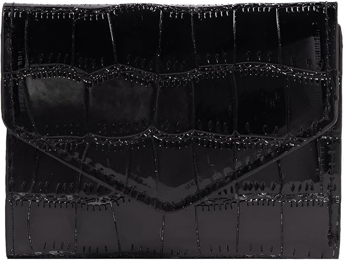 ZonShop Luxury Women Wallet Crocodile Design Credit Card Holder Cash Purse Stylish Small Pocket Wallet for Women Girls Multipurpose ID Card ATM Card Case (Black)