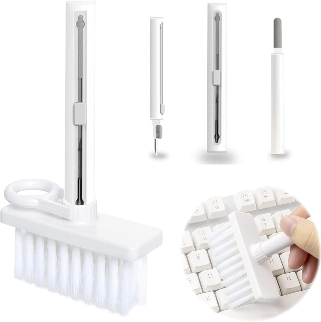 Circle M 5-in-1 Keyboard Cleaning Kit: Multi-Function for Earphones Laptop Camera Lens – White