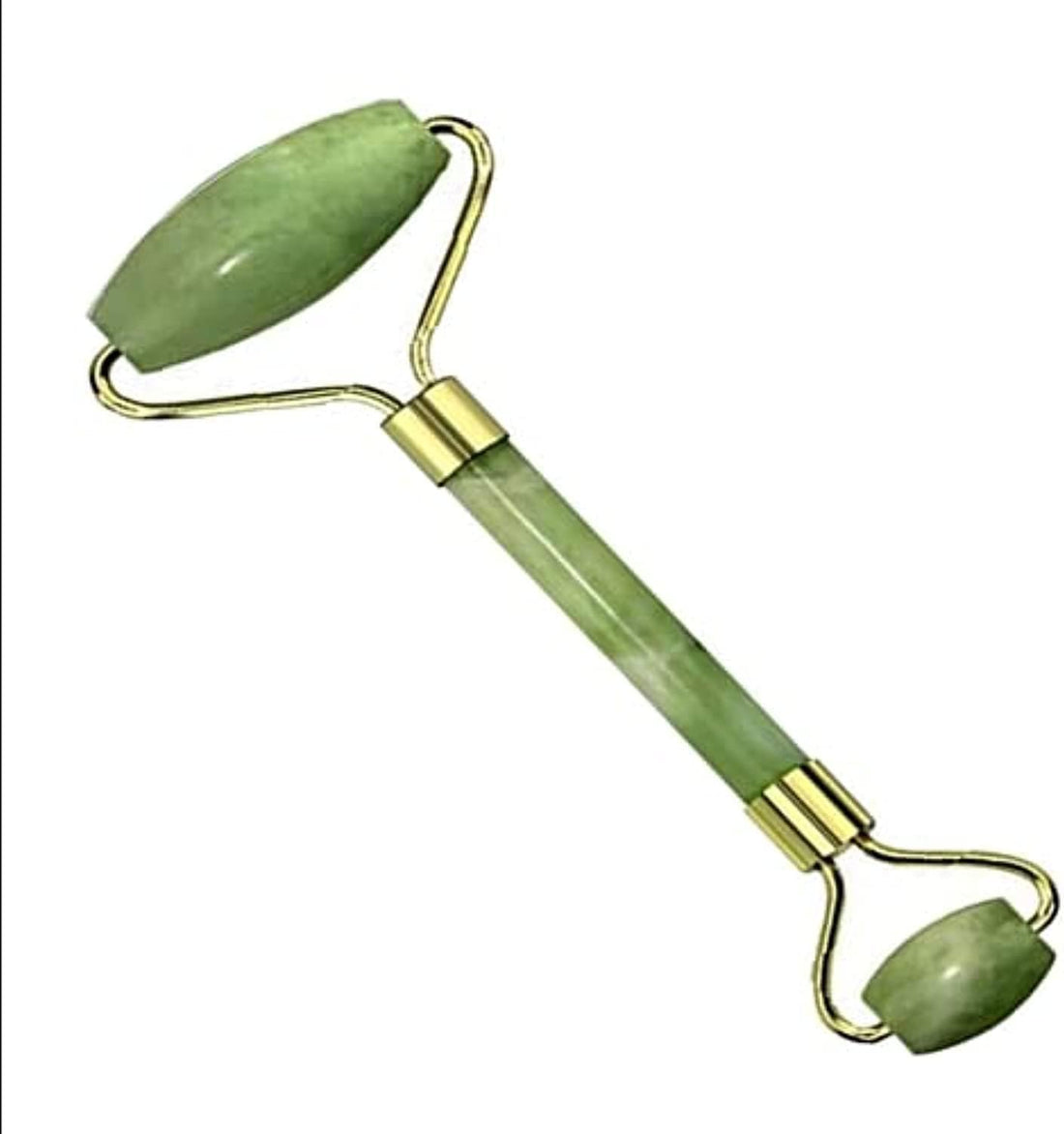 Jade Facial Massage Roller, Double-Ended Design with Gold Accents, Natural Stone Beauty Tool for Face