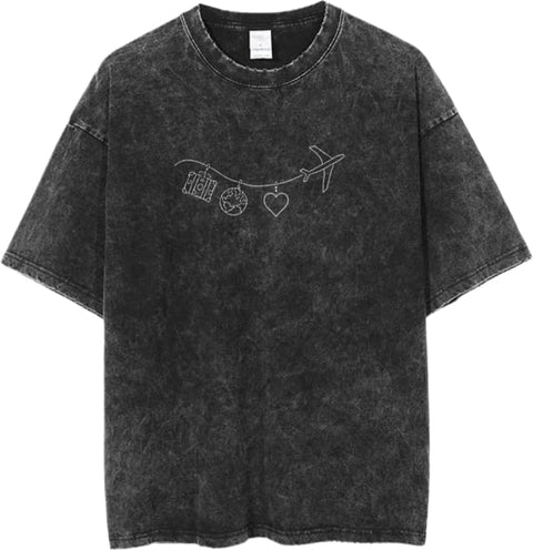 Minimalist Line Art travel travellar T-shirt Washed 5
