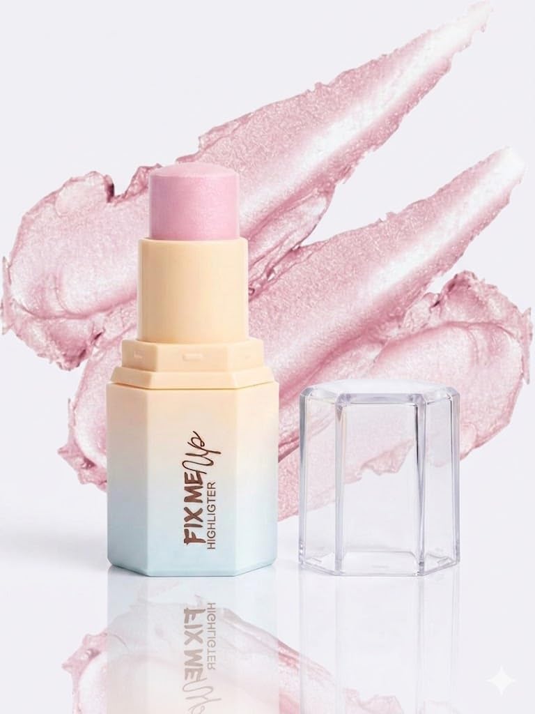 Highlighter Makeup Stick, Cream Glow Shimmer for a Radiant Finish, Easy to Blend & Long-Lasting Highlight Make Up for Face Eyes Lips (N02)