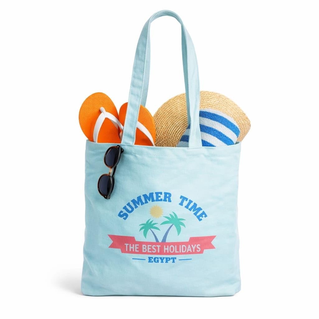 Tote Bag 30 * 35cm Signature Print - Beige - Sea and Summer or Souvenir