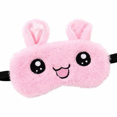 AmazingEGP | Cute Cartoon Rabbit Sleep Eye Mask, Polyester and Cotton, Adjustable Strap, Multicolor, Lightweight and Breathable, for Home, Travel, Office Naps (PINK)