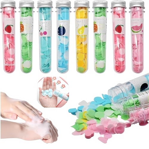 Portable Rose Shaped Soap Sheets in 14cm Plastic Tube for Daily Hand Cleaning Travel Gym School Lightweight Convenient Soap Paper