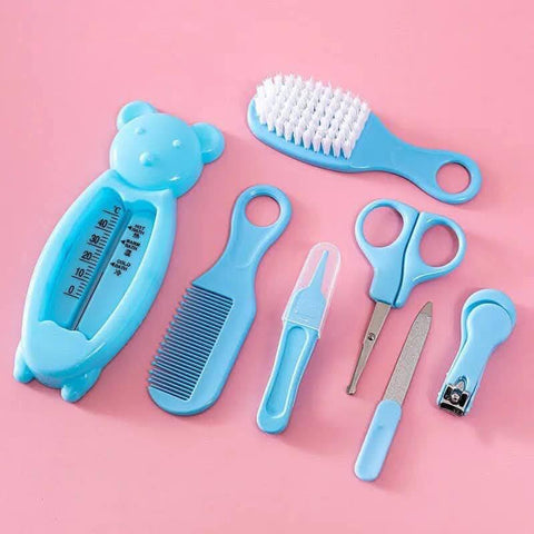 Cozy Baby Health Care Kit - Baby Grooming Kit Newborn Baby Care Accessories, 7 Pcs Safety Cutter Nail Care Set, Nursery Baby Care Kit For Infants Newborns (Blue)