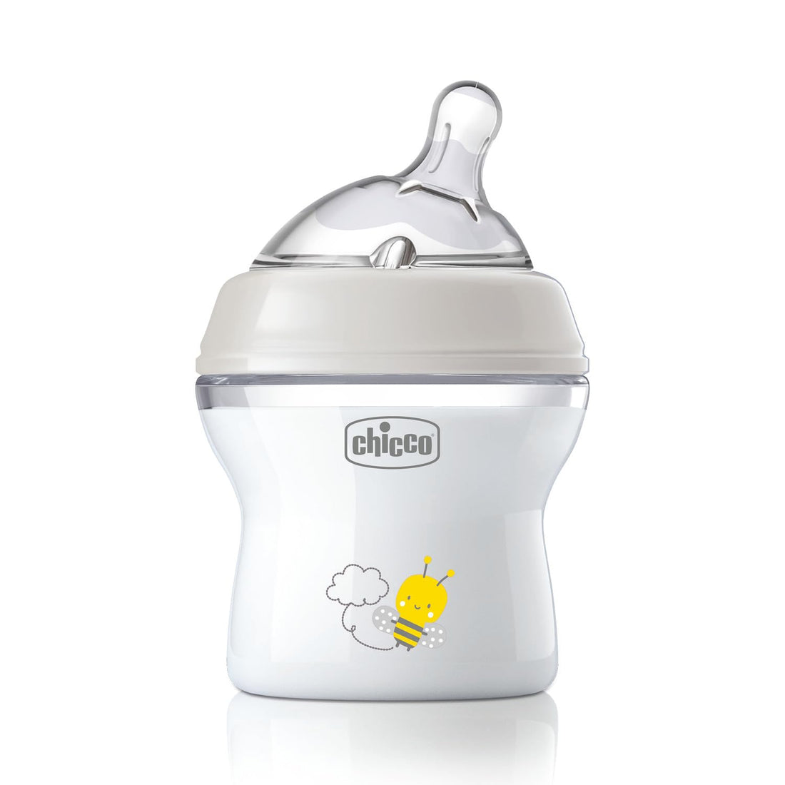 Chicco Natural Feeling Anti-Colic Bottle 0 Months + 150 ml, Soft and Flexible Silicone Teat Feeding Bottle Suitable for Mixed Breastfeeding, Slow Flow, Neutral Colour