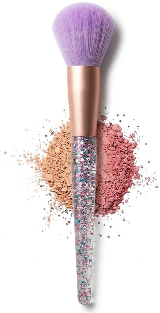 Plush Powder Makeup Brush for Blush & Bronzer, Works Best With Powder,1PC -CYRSTAL PURPL HAND