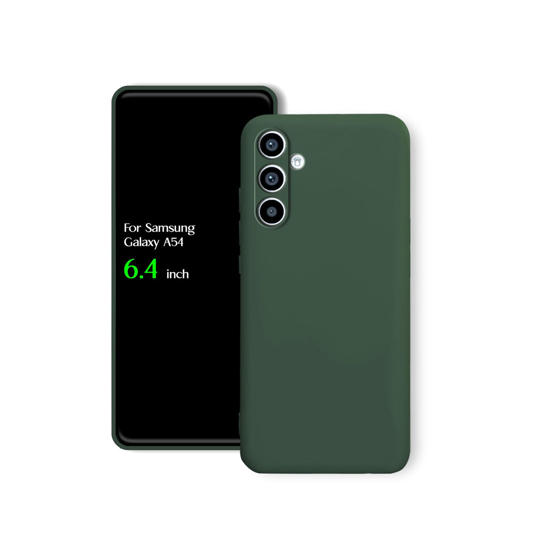 For Samsung Galaxy A54 Silicone Back Color Cover, Camera Protection From Shocks From TPU Compatible For Samsung Galaxy A54 (6.4") (Dark Green)