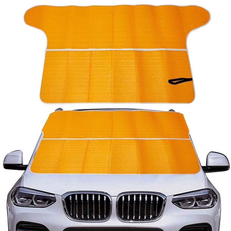 KaberMisr 2020 Car Sun Shade for Front Windshield UV Rays and Heat Protection Reflective Sunshade (Orange, 190 * 90 cm, Code:8674)