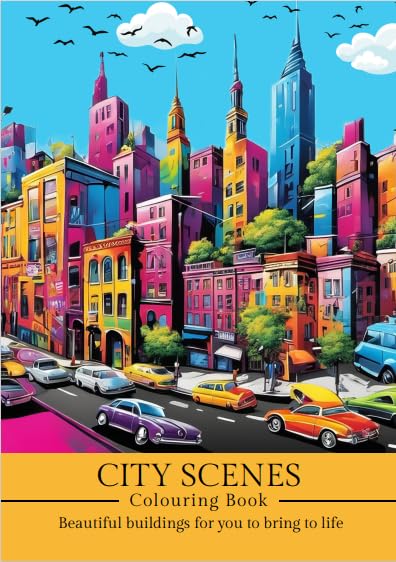 City Scenes Coloring Book - 40 Pages A4 Size - Bedaya