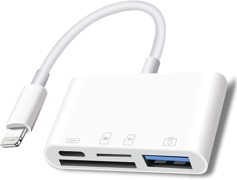 Lightning to SD Card Reader for iPhone, Camera Adapter,USB Female OTG Adapter Compatible SD/TF Card, Memory Card Reader Portable USB 3.0 Adapter,Sd Card Adapter (SD Card Reader 4 in 1)