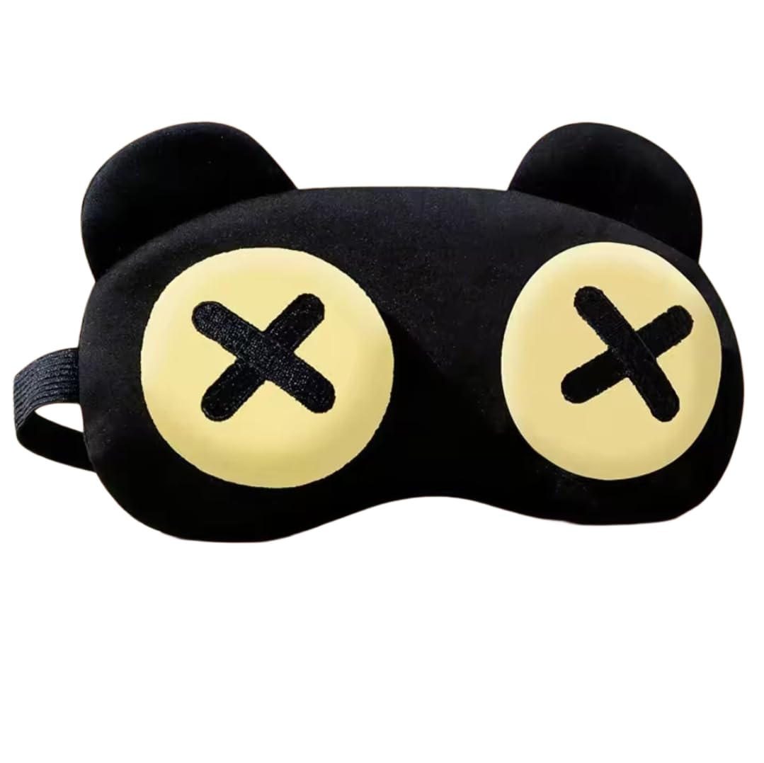 Cartoon Sleep Eye Mask with X Design, Black and Yellow, 20cm x 10cm, Light Blocking S-Cut
