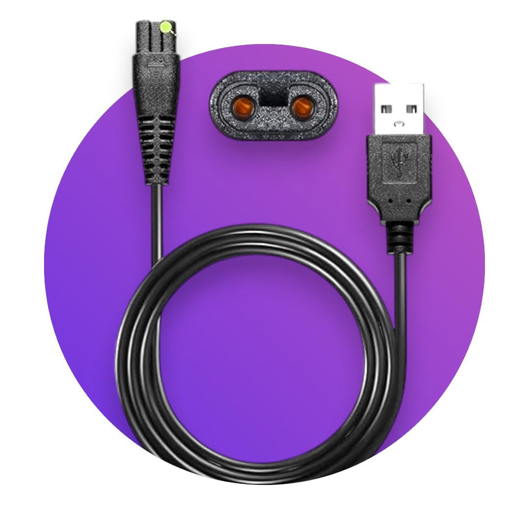 Replacement USB Charging Cable Compatible with Most VGR Shaver and Many Other Hair Clippers - Black