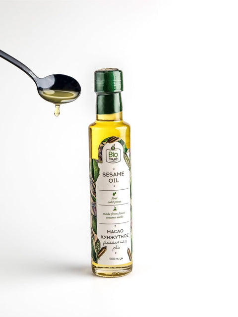 Biohayah Organic Sesame Seed Oil – 100% Natural Cold Pressed Unrefined – Food Grade & Cosmetic Use – Skin, Hair, Body & Cooking – 500ml