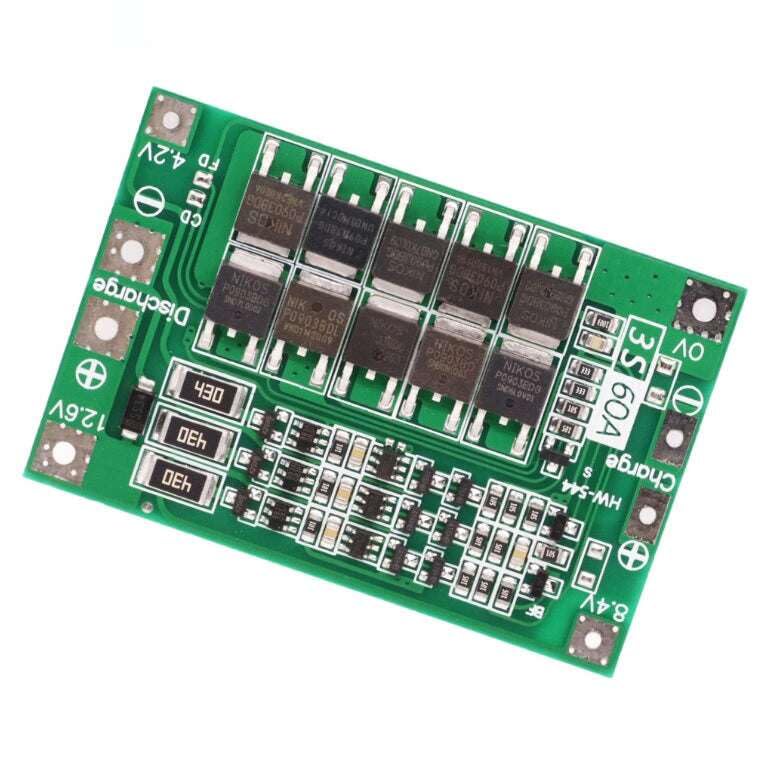 Lithium Battery Charger Protection Module (BMS) 3S 60A 12.6V – 18650/26650 Lithium Ion Li-Polymer Battery Balance PCB Board