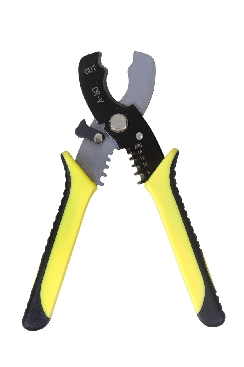 Slack Stripper and Cutter 8 Inch Multifunctional Wire Stripper 200mm Open and Close for Storage (Lime)