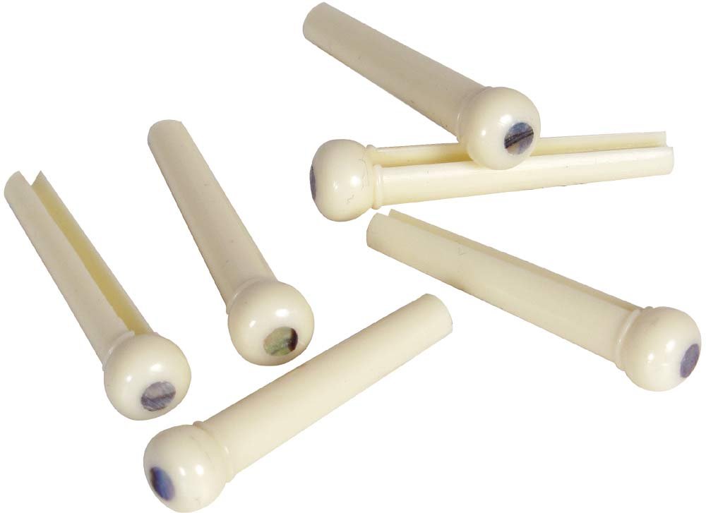 Golden Gate F-3609 Acoustic Guitar Bridge Pins - Ivoroid/Abalone - Set of 6 - cream