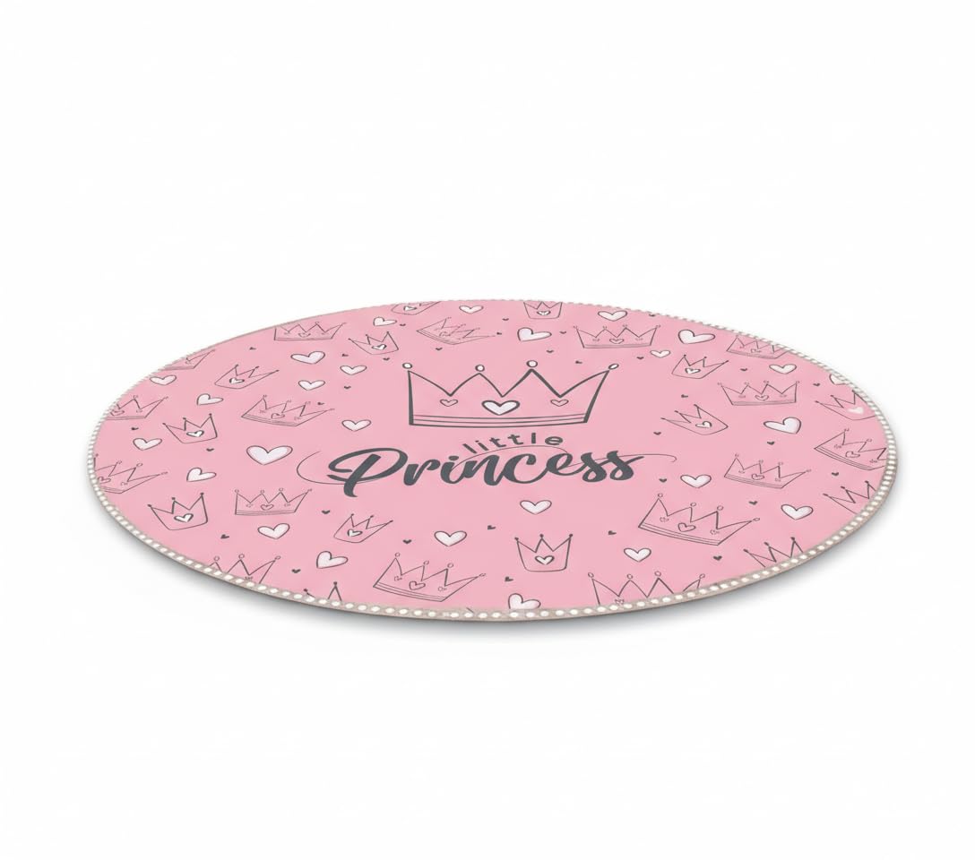mamas gift Princess Baby Play Mat - 140cm Round Soft Cotton Canvas Floor Mat for Crawling, Tummy Time, Playtime - Nursery Rug, Toddler Activity Mat, Machine Washable