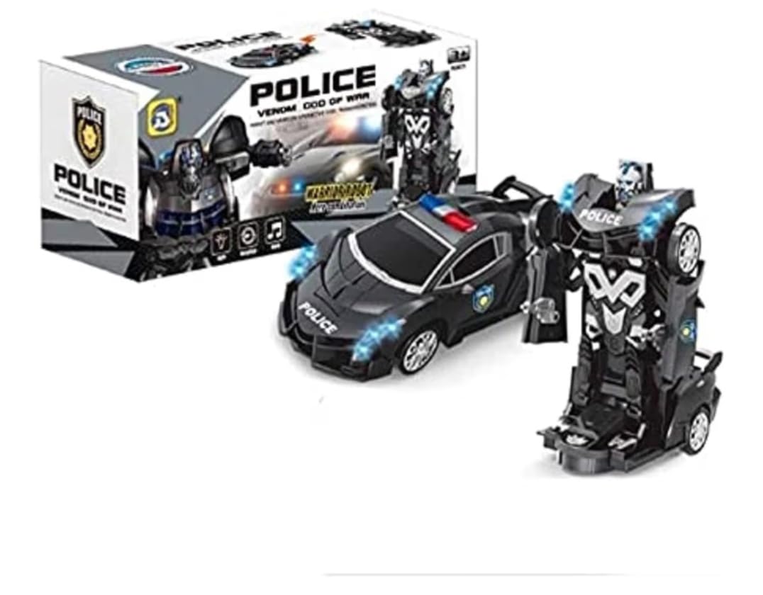 2 in 1 Transformer Robot Police Car - Black